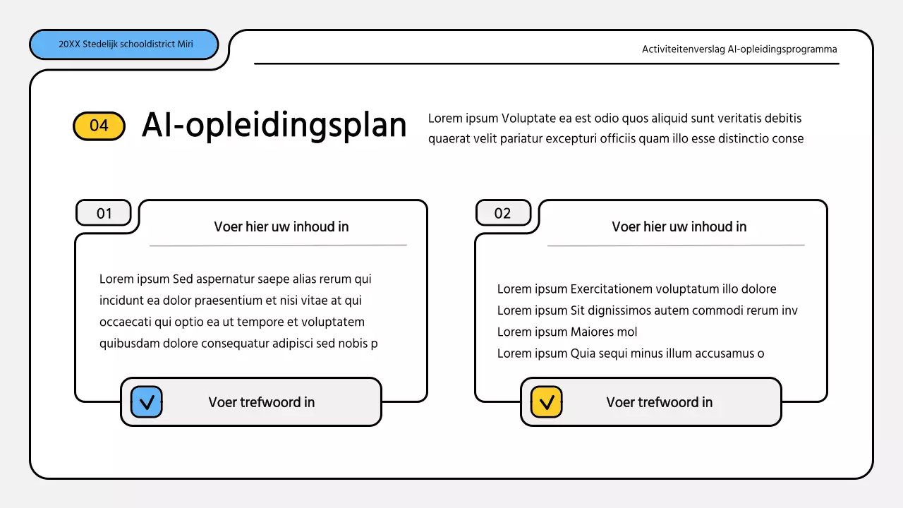 Nette blauw met gele trainingsrapporten presentatie kit