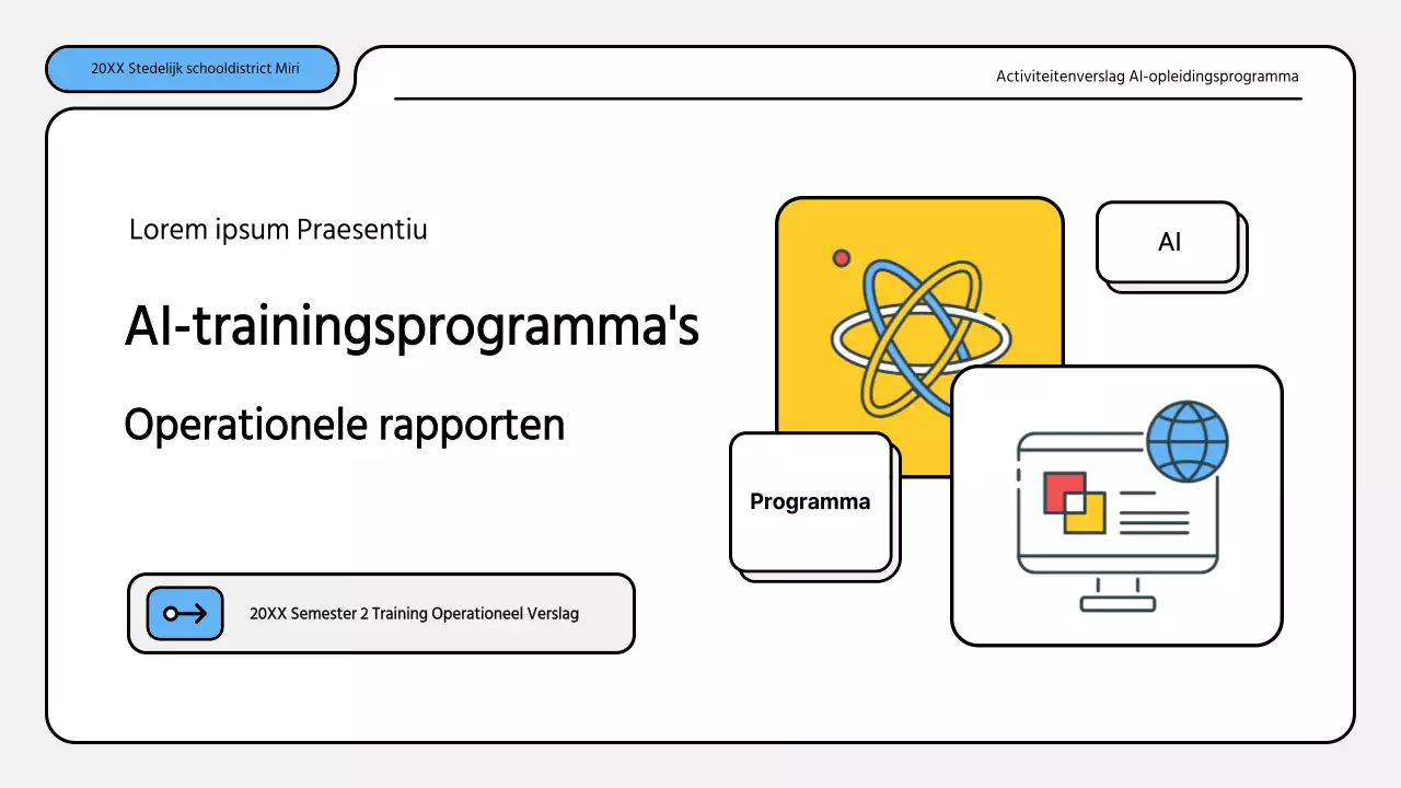 Nette blauw met gele trainingsrapporten presentatie kit