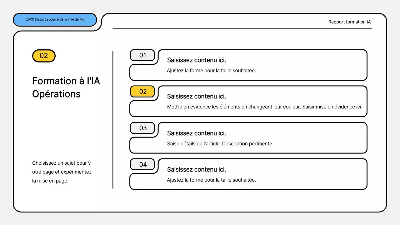 Kit de présentation des rapports de formation bleu et jaune