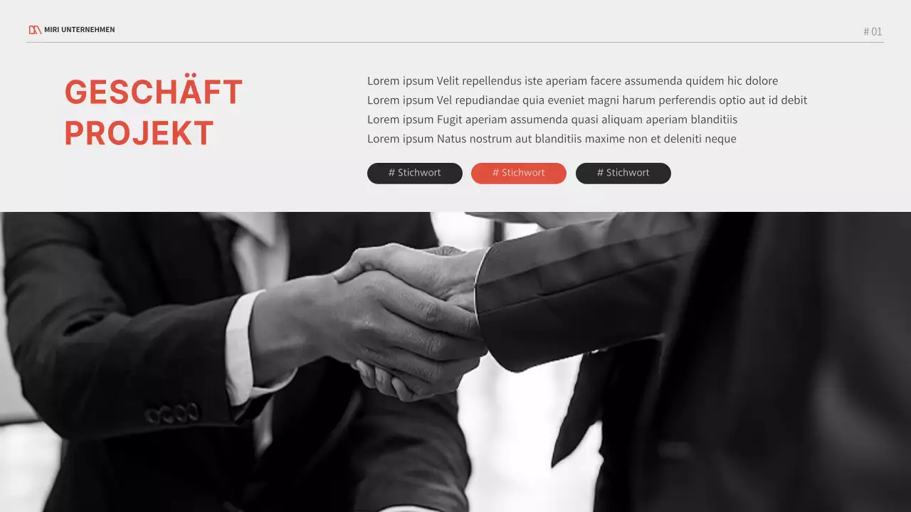 Ein modernes Geschäftsprojekt in Rot und Schwarz