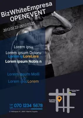 Folleto promocional negro y sencillo para gimnasio