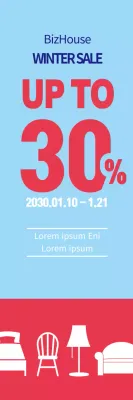 Banner de promoção de móveis modernos azuis