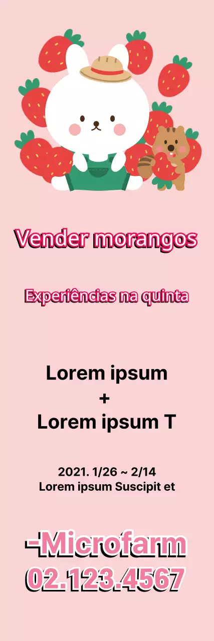 Experiência na quinta de morangos cor-de-rosa