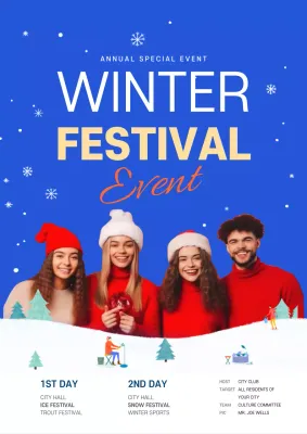 Blue Trendy Winter Event Promotion Poster
