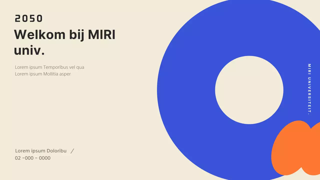 Een oriëntatiepresentatie met een trendy ontwerp, geaccentueerd met felle kleuren.