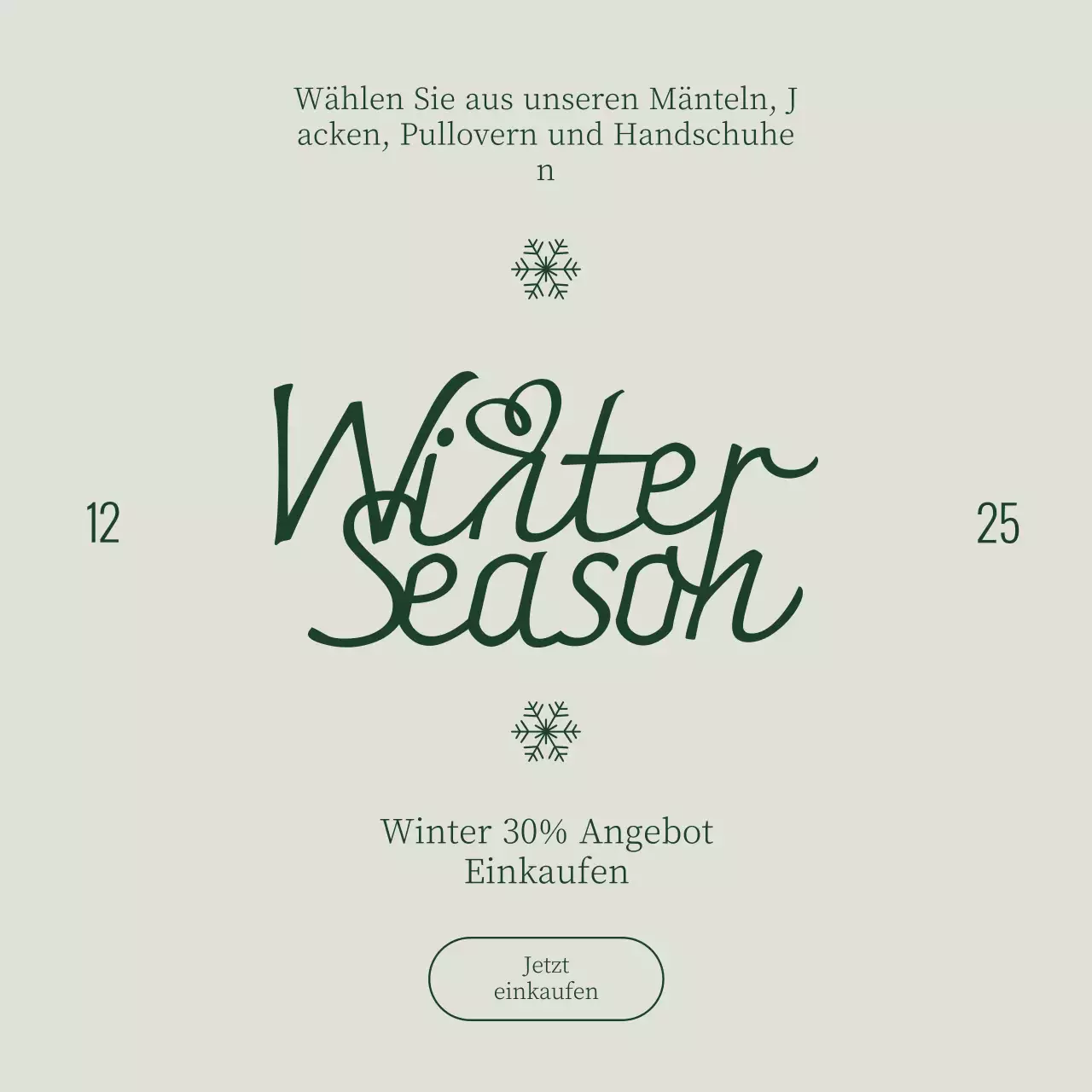 Einfaches und sauberes Winter-Weihnachts-Event-Quadrat