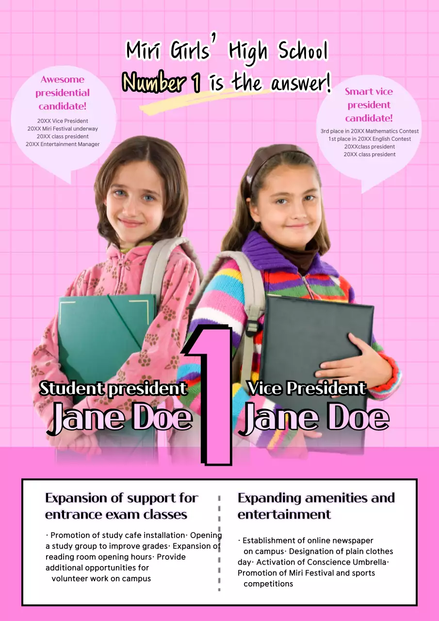 Pink Modern School Election Promotion Poster