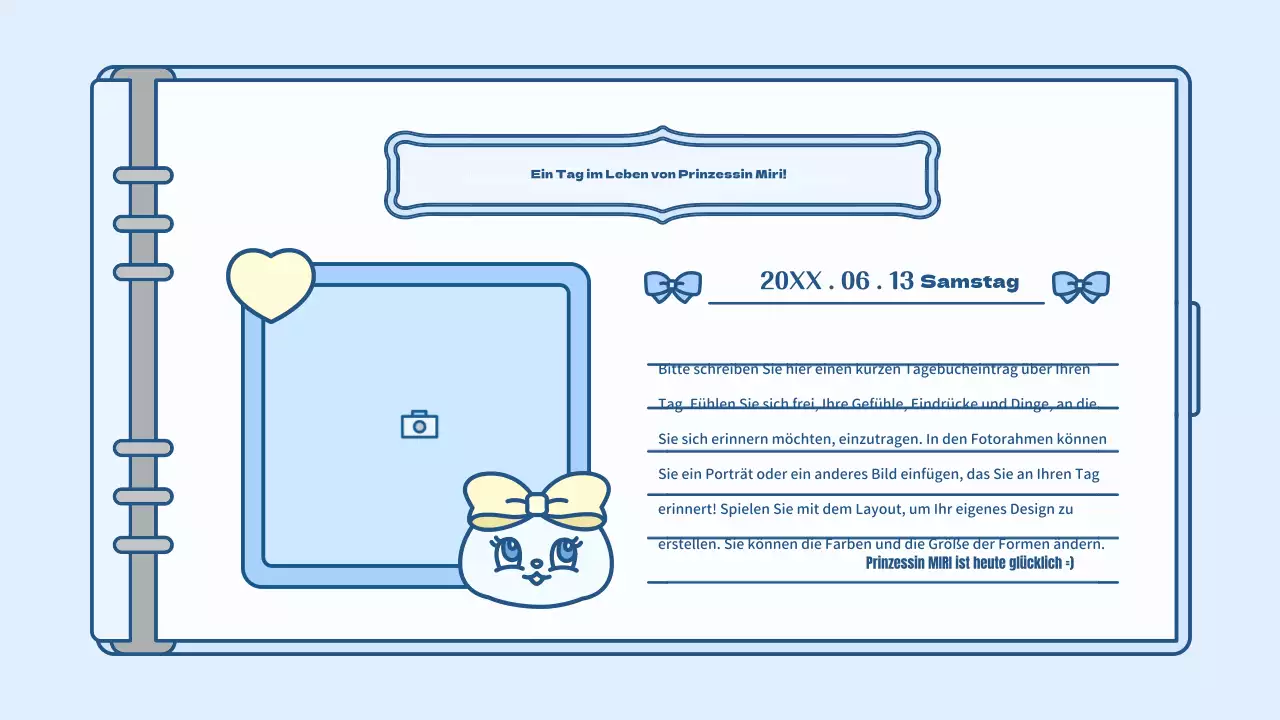 Niedliches Tagebuch-Konzept-Präsentationskit in Hellblau und Grün