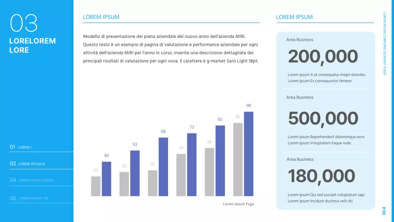 Semplice presentazione del piano aziendale per il nuovo anno in azzurro