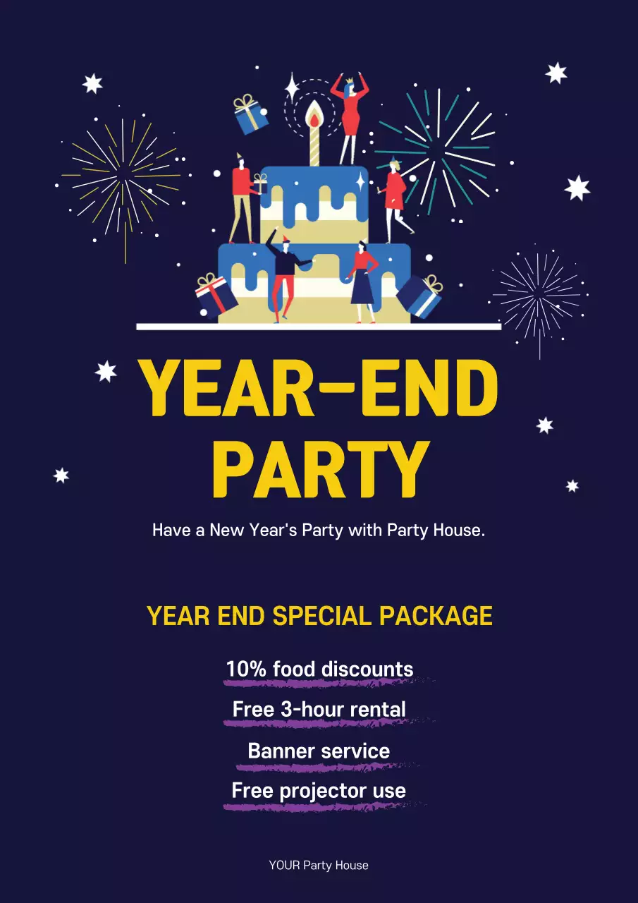 Navy Trendy Party Promotion Poster