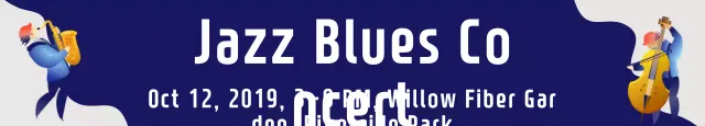 Banner azul para evento de jazz retrô