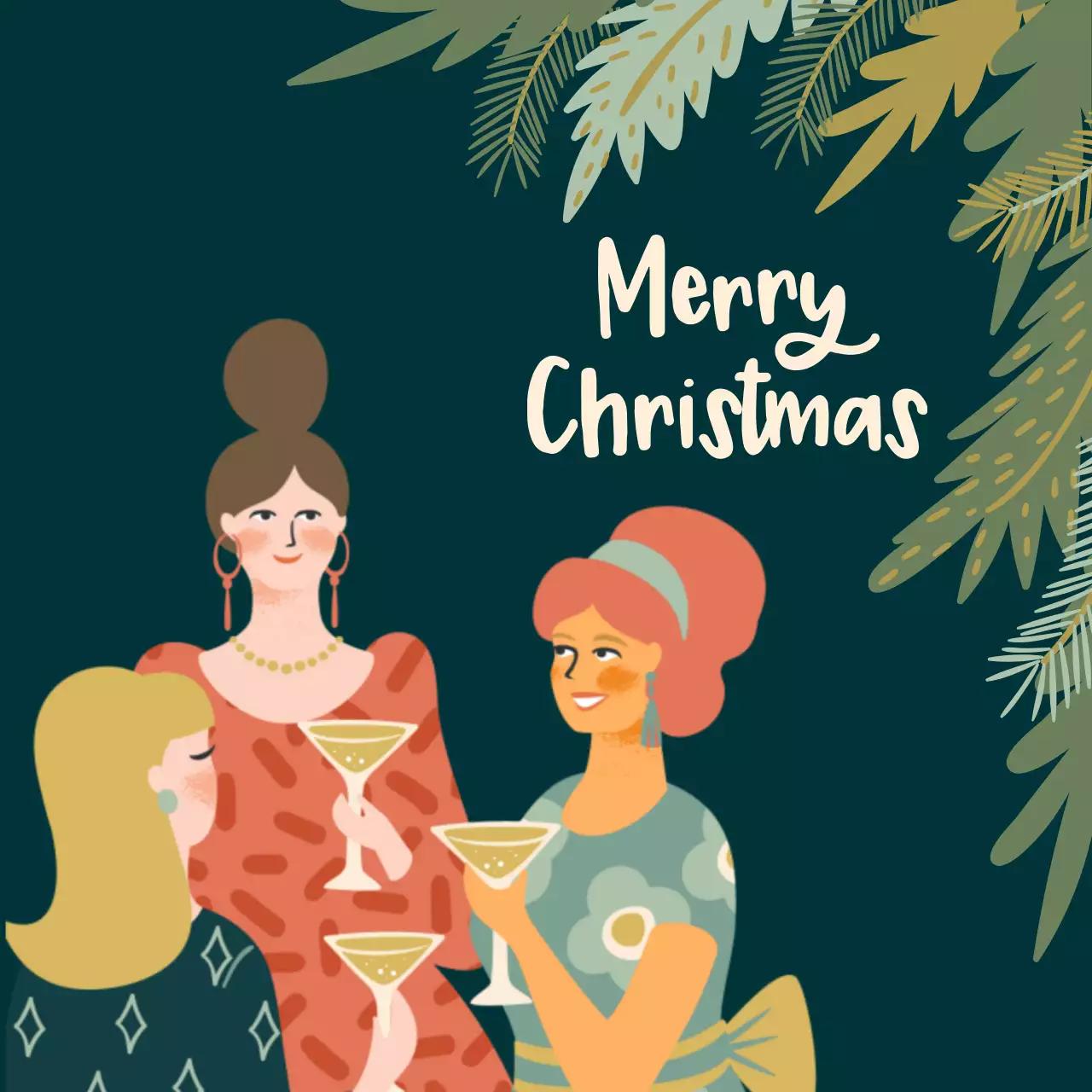 Conceito de ilustração de festa de Natal gira em verde e amarelo claro