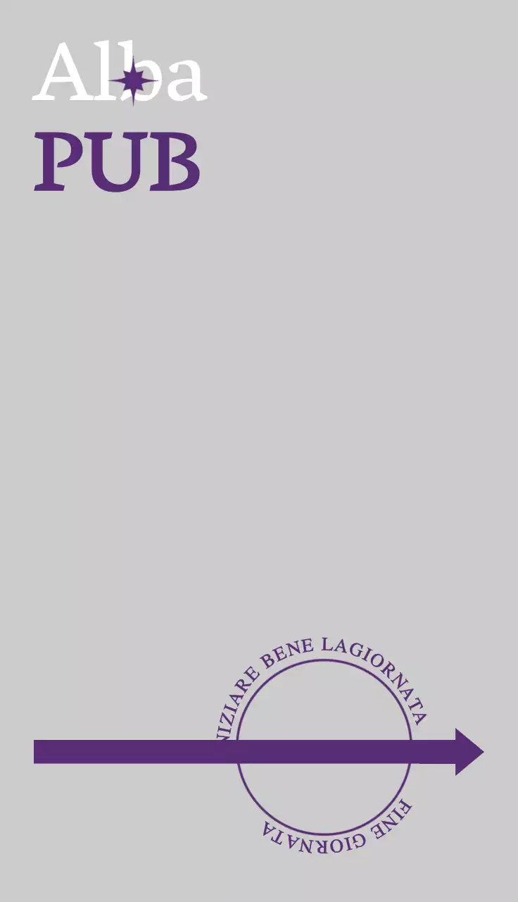 Un concetto semplice e alla moda in bianco e viola per promuovere un pub.