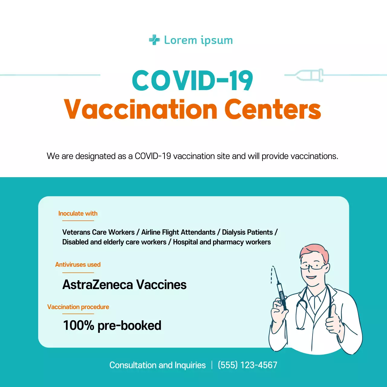 Teal Modern Vaccination Announcement Banner