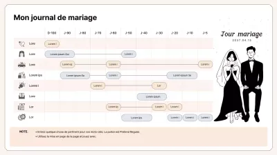 Diagramme de Gantt pour l'organisation d'un mariage dans les tons beige et mauve