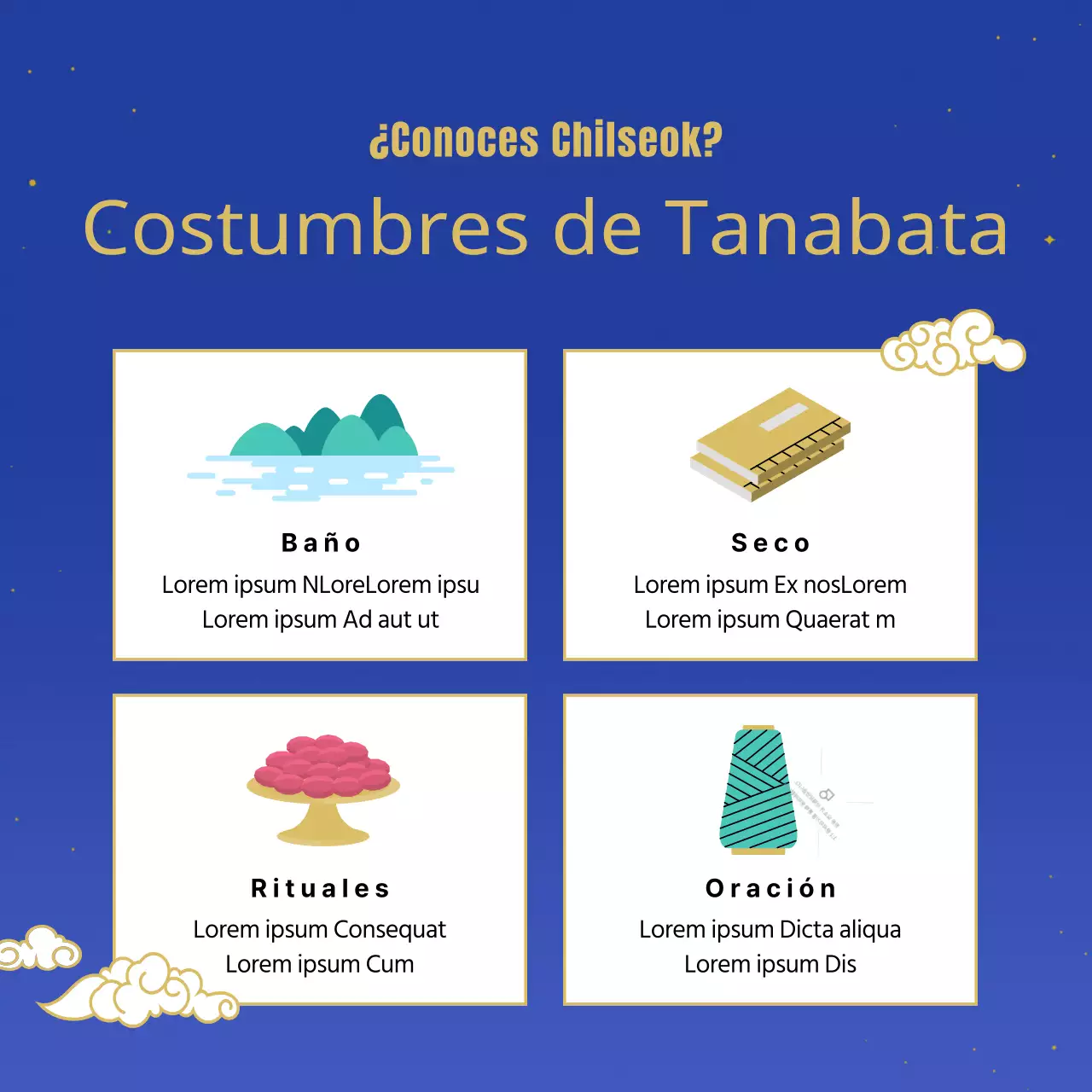 Recorridos temáticos del Año Jubilar del Perro y las constelaciones de Weaver con ilustraciones tradicionales y orientales en azul, turquesa y morado