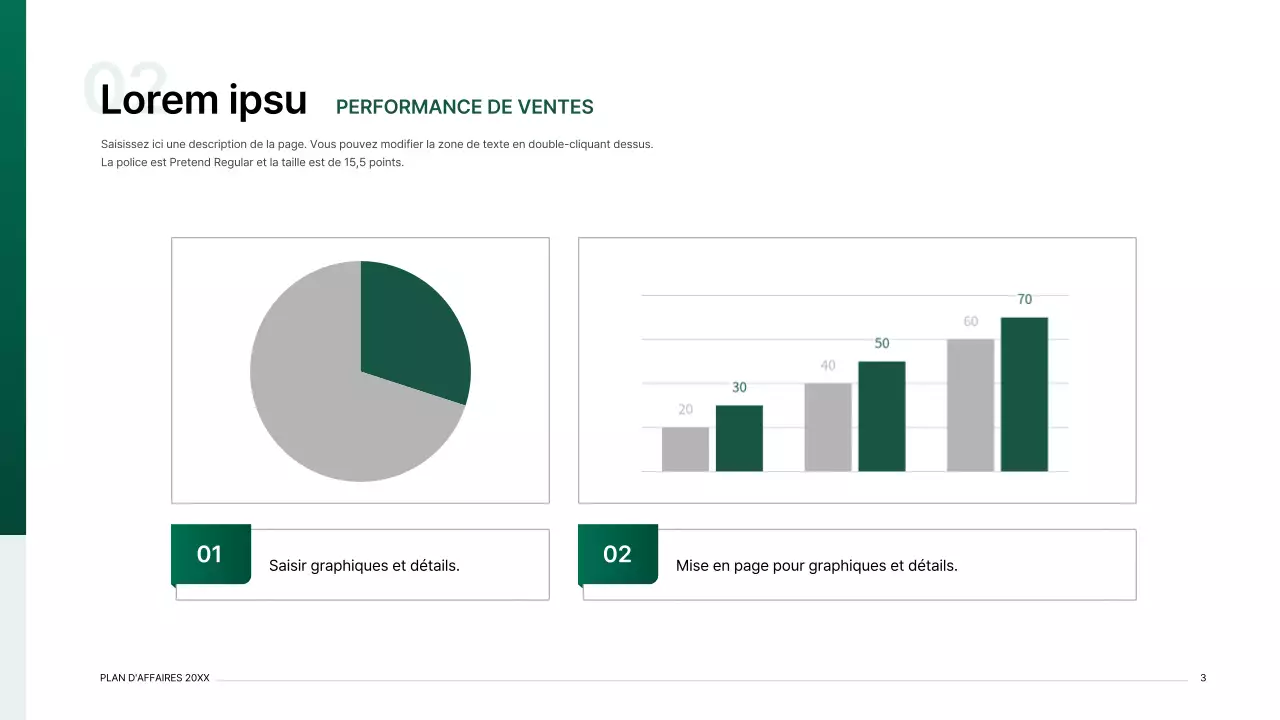 Kit de présentation d'un plan d'affaires avec un concept d'index dégradé en vert