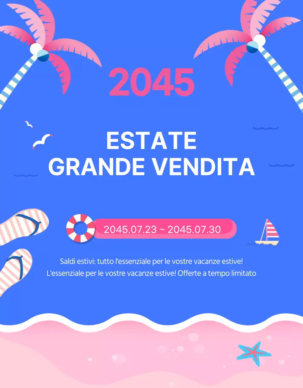 Promuovete i vostri grandi saldi estivi con i toni del blu e del rosa