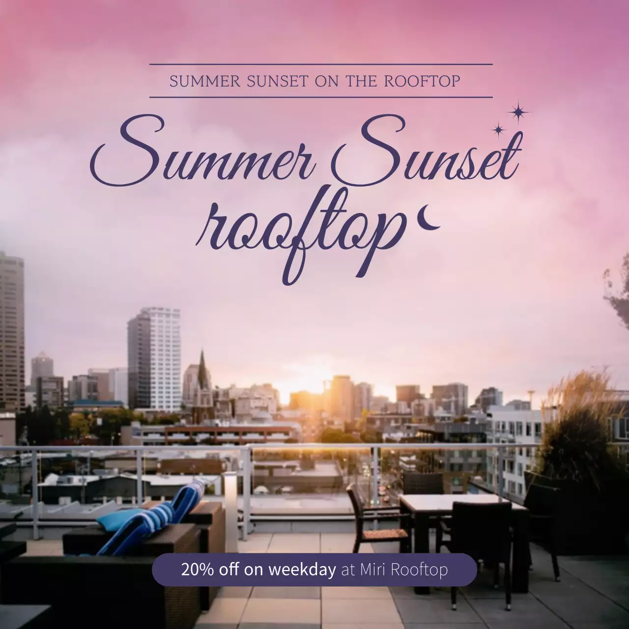Pink Modern Rooftop Promotion Social Media Post