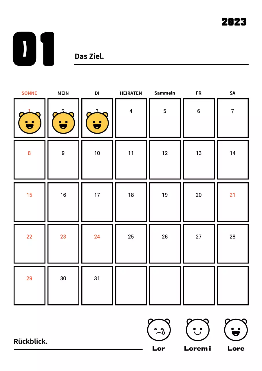 Neujahrsvorsatz-Tracker mit klaren Linien