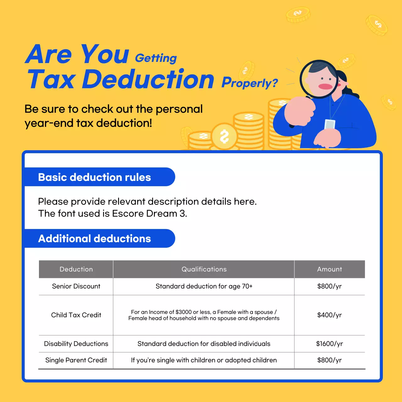 Cute yellow and blue year-end information