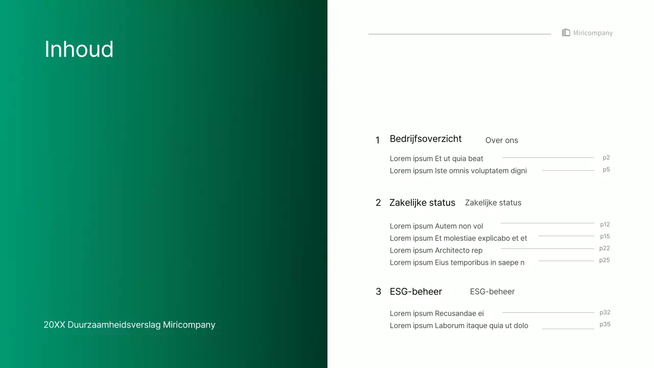 Eenvoudige zakelijke infografische presentatie met blauwe en groene kleurverlopen