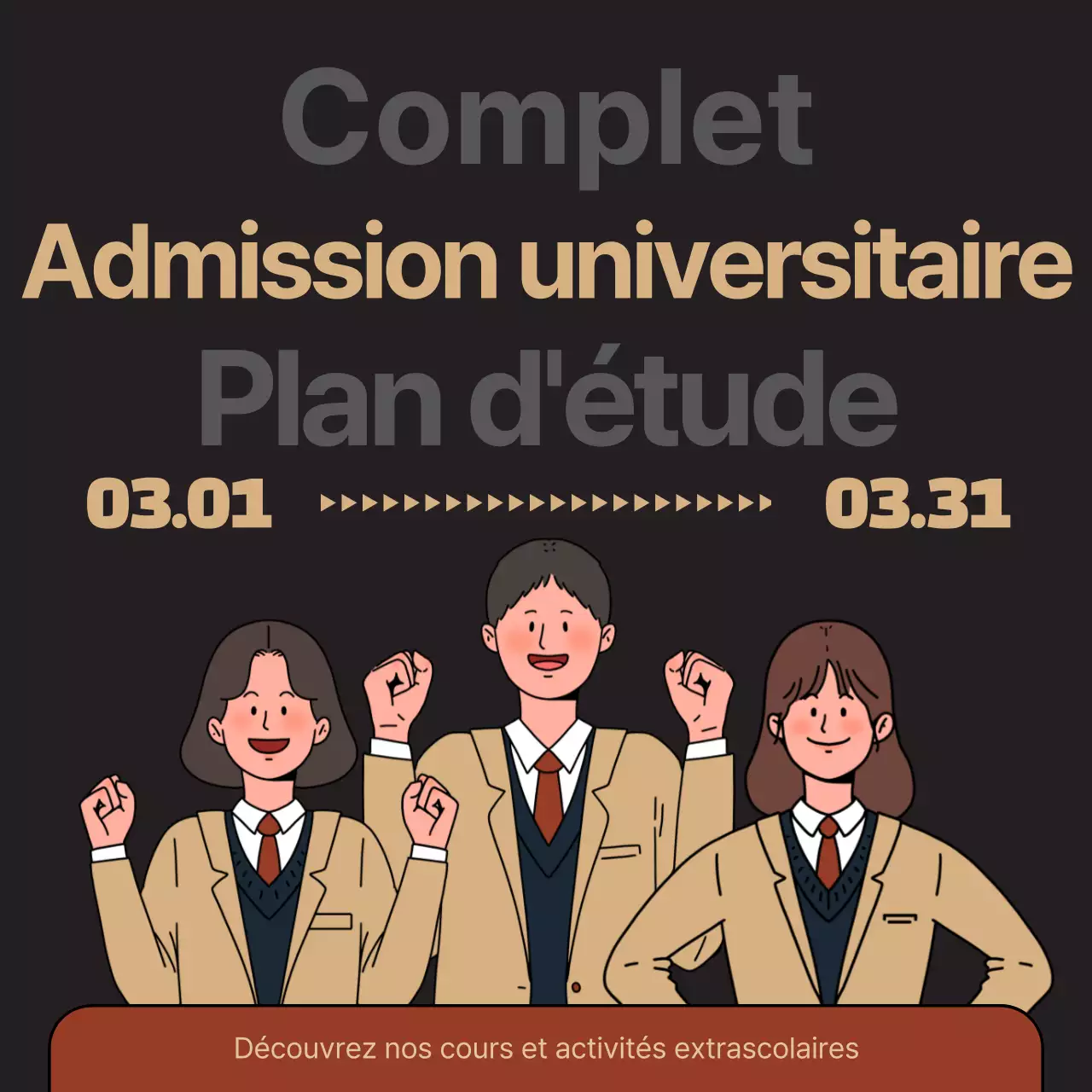 promotion de l'inscription à l'académie lucky black and beige