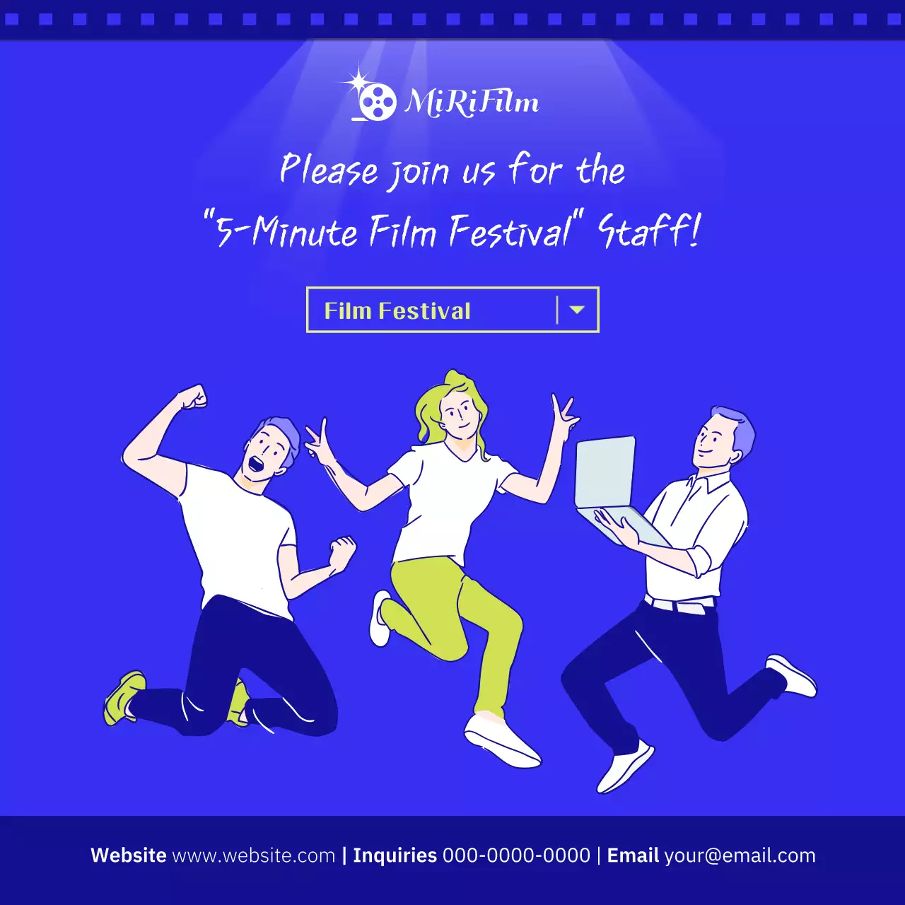 Blue Modern Film Recruitment Instagram Carousel