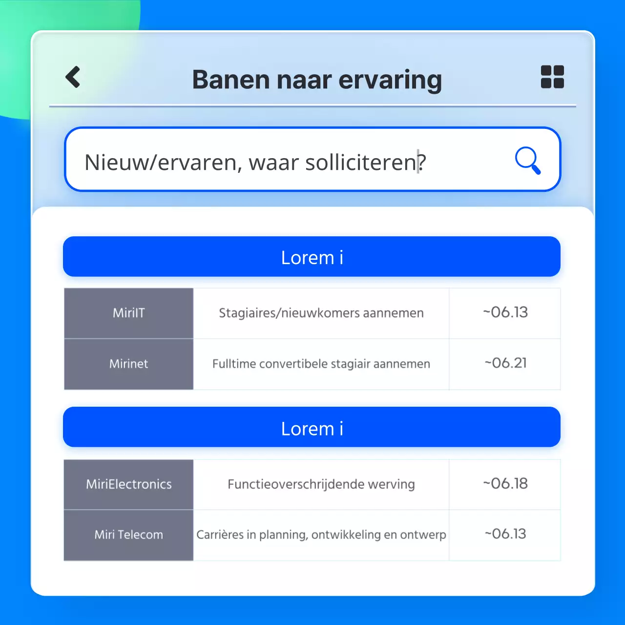 Aanbevolen takenlijst voor IT-bedrijven met blauw 3D-glasmorfisme app concept