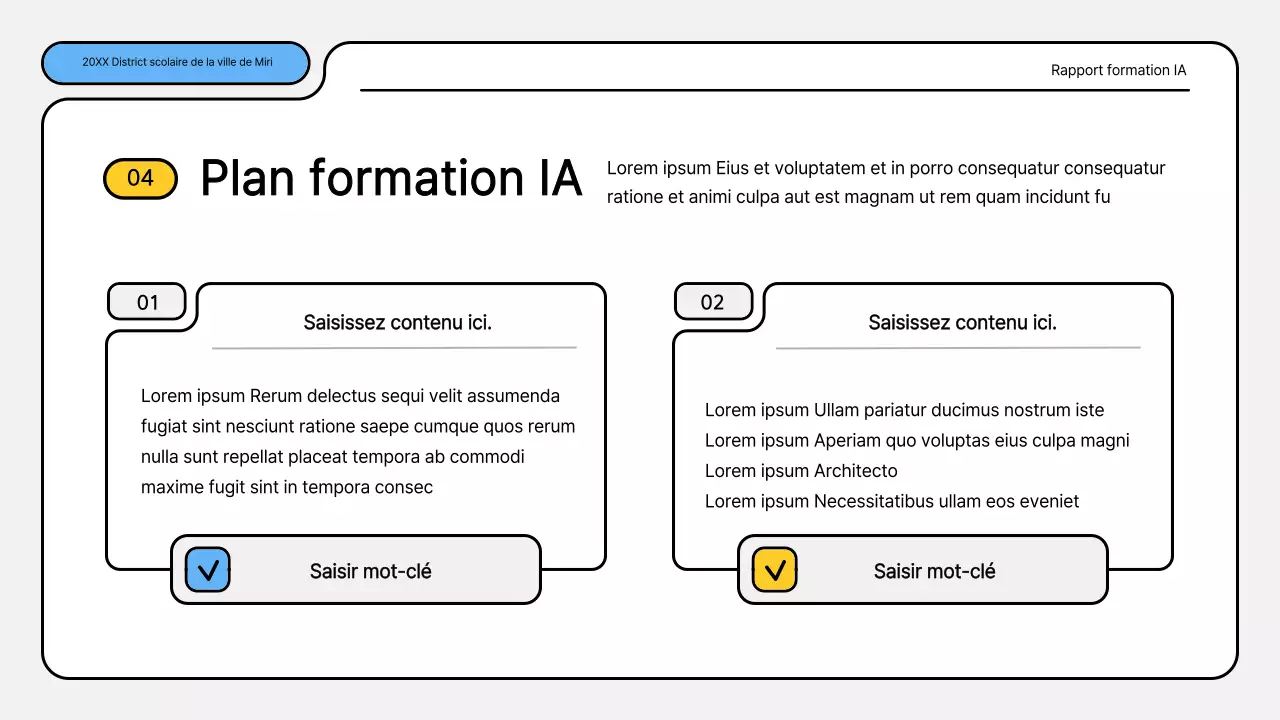 Kit de présentation des rapports de formation bleu et jaune