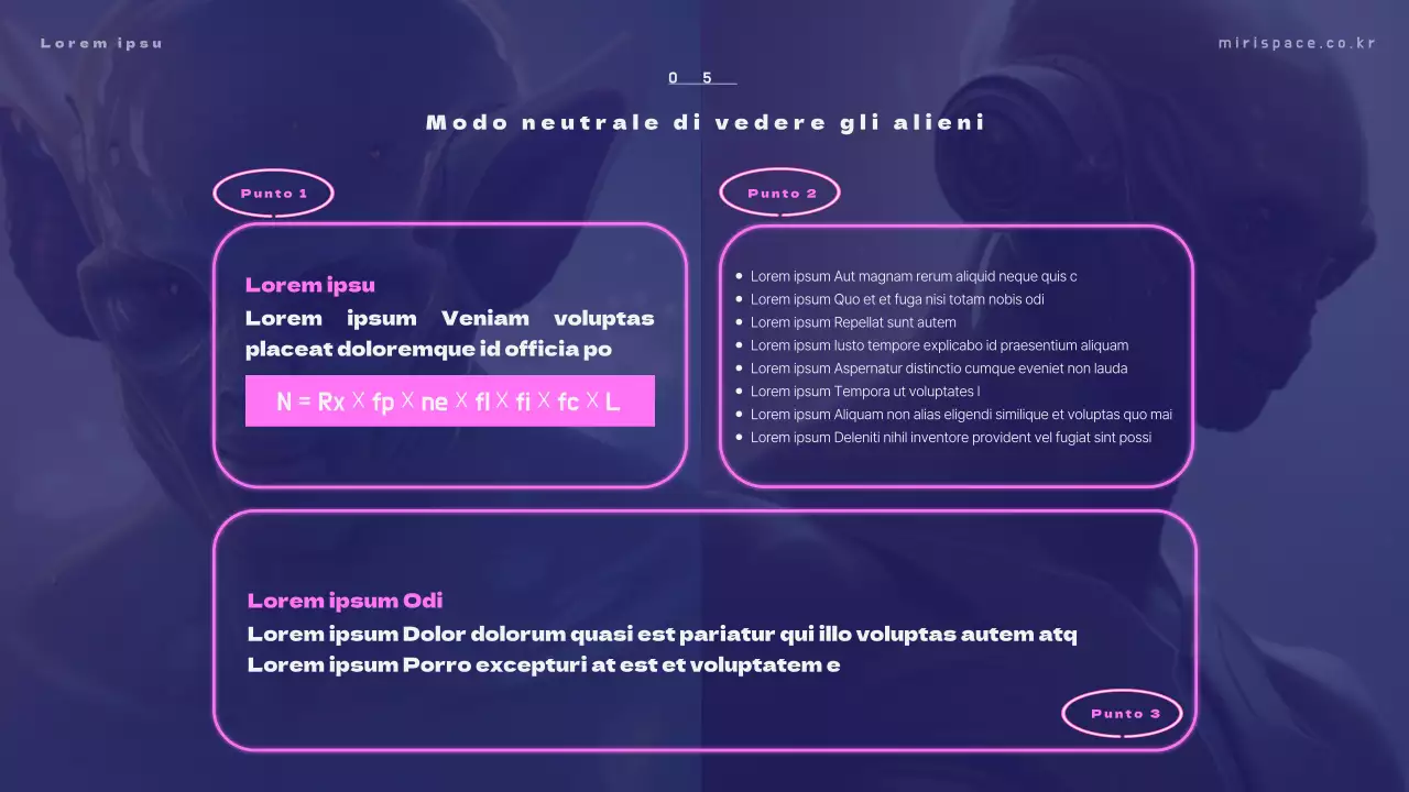 Materiale didattico con foto di alieni su sfondo blu