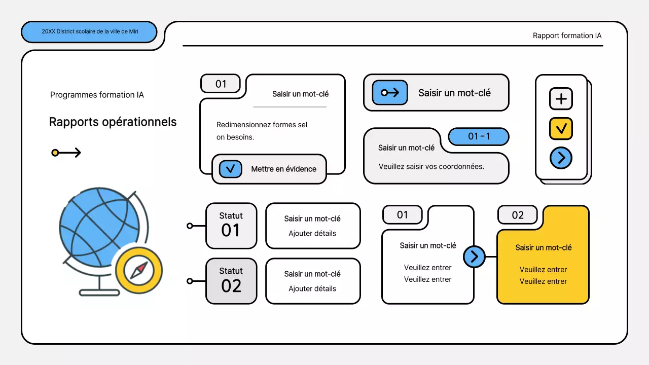 Kit de présentation des rapports de formation bleu et jaune