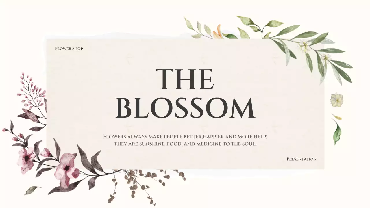 Beige Floral Flower Presentation