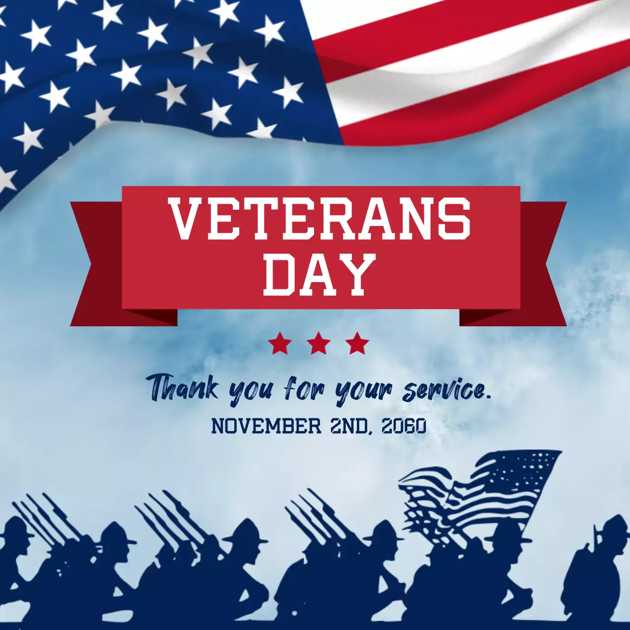 Blue and red vintage Veteran's Day publicity