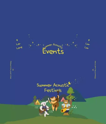 Ilustrasi hewan lucu dalam warna-warni langit malam Panduan Festival Festival Akustik Musim Panas