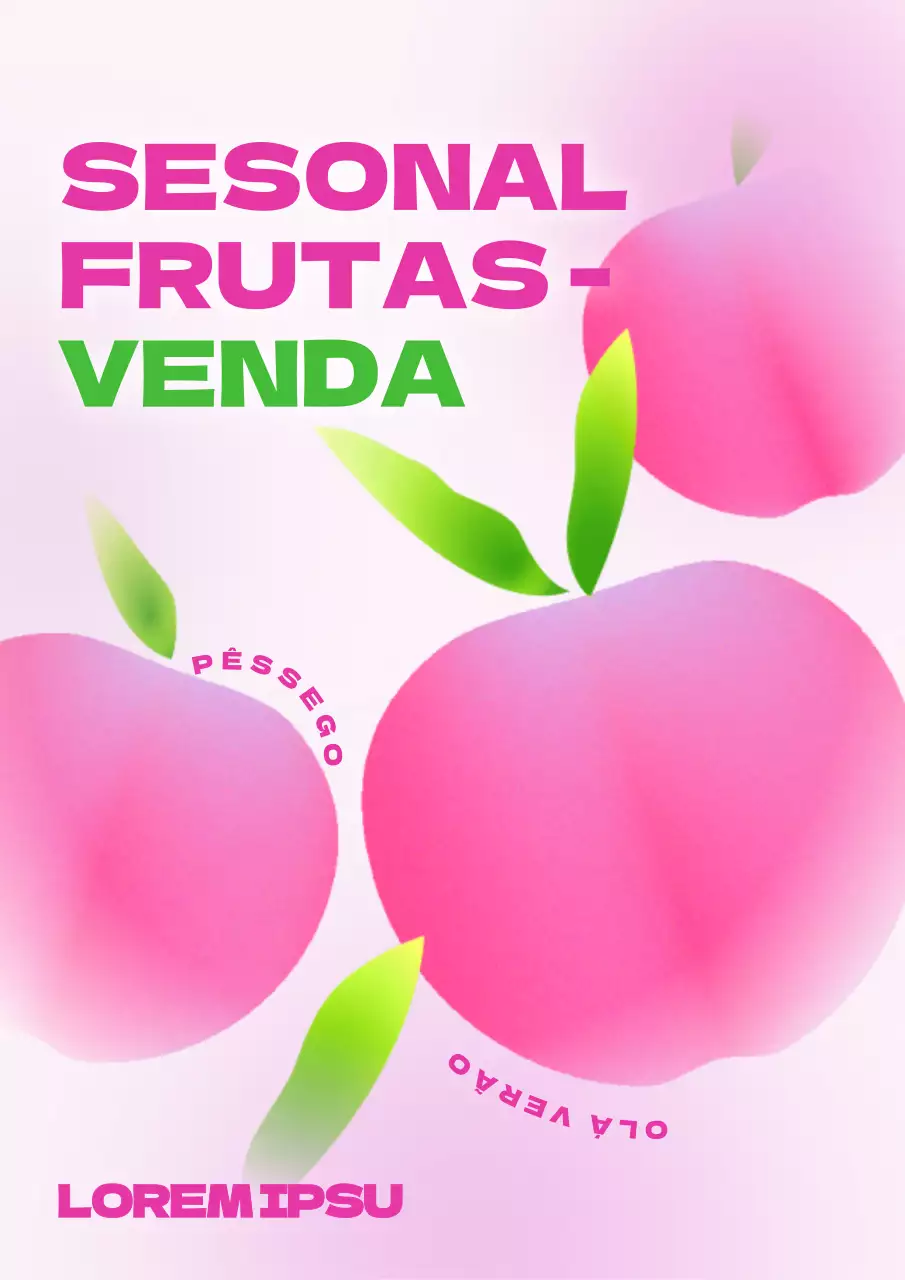 Pêssegos ilustrados cor-de-rosa e bonitos na venda do menu de frutas sazonais de verão