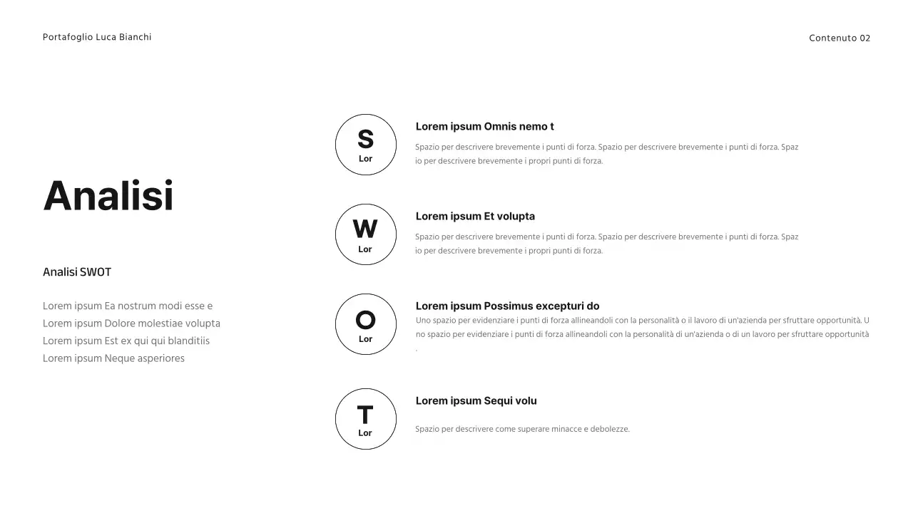 Semplice portfolio per studenti universitari in bianco e nero