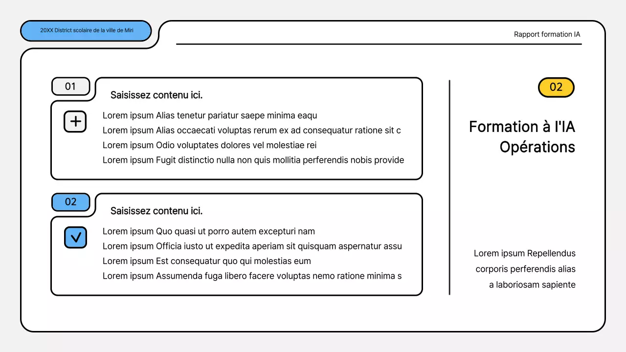 Kit de présentation des rapports de formation bleu et jaune