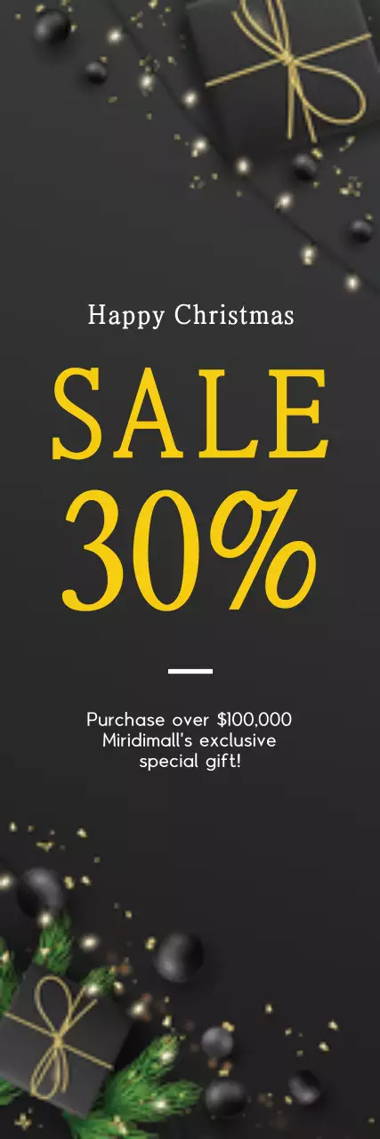 Banner promocional de Natal elegante preto