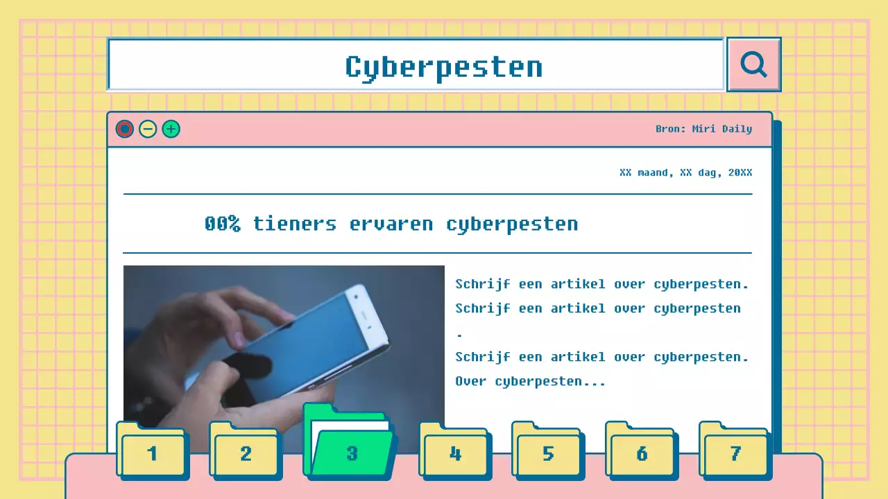 Prestatie-evaluatie presentatie van het concept van de gele en roze internetbrowser