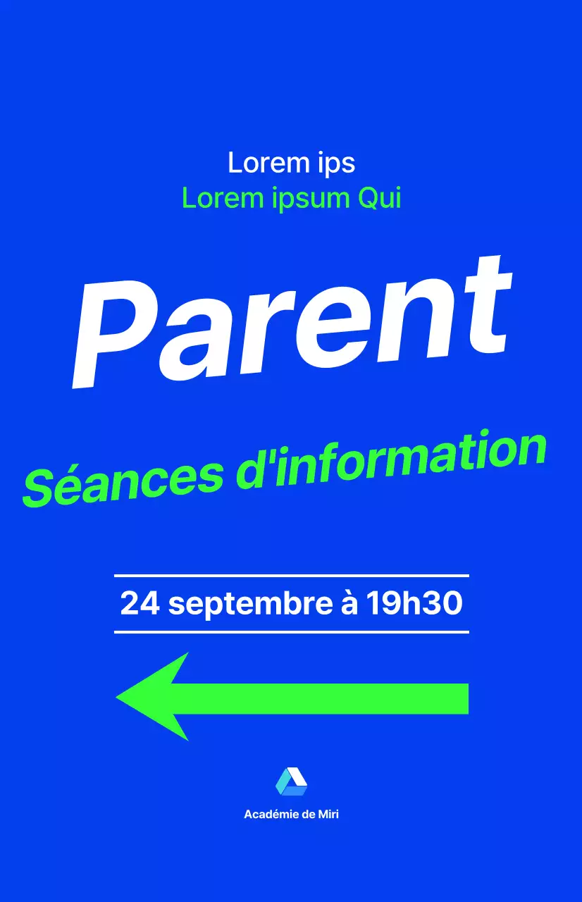 Session d'information des parents d'élèves d'une académie pour les élèves du secondaire, avec le texte surligné en bleu et des couleurs fluorescentes.
