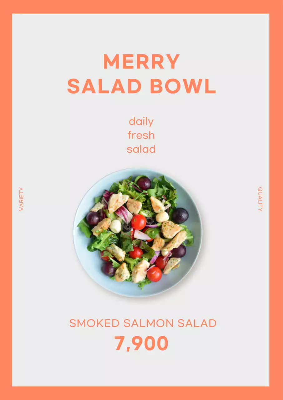 Poster dọc salad đơn giản màu cam