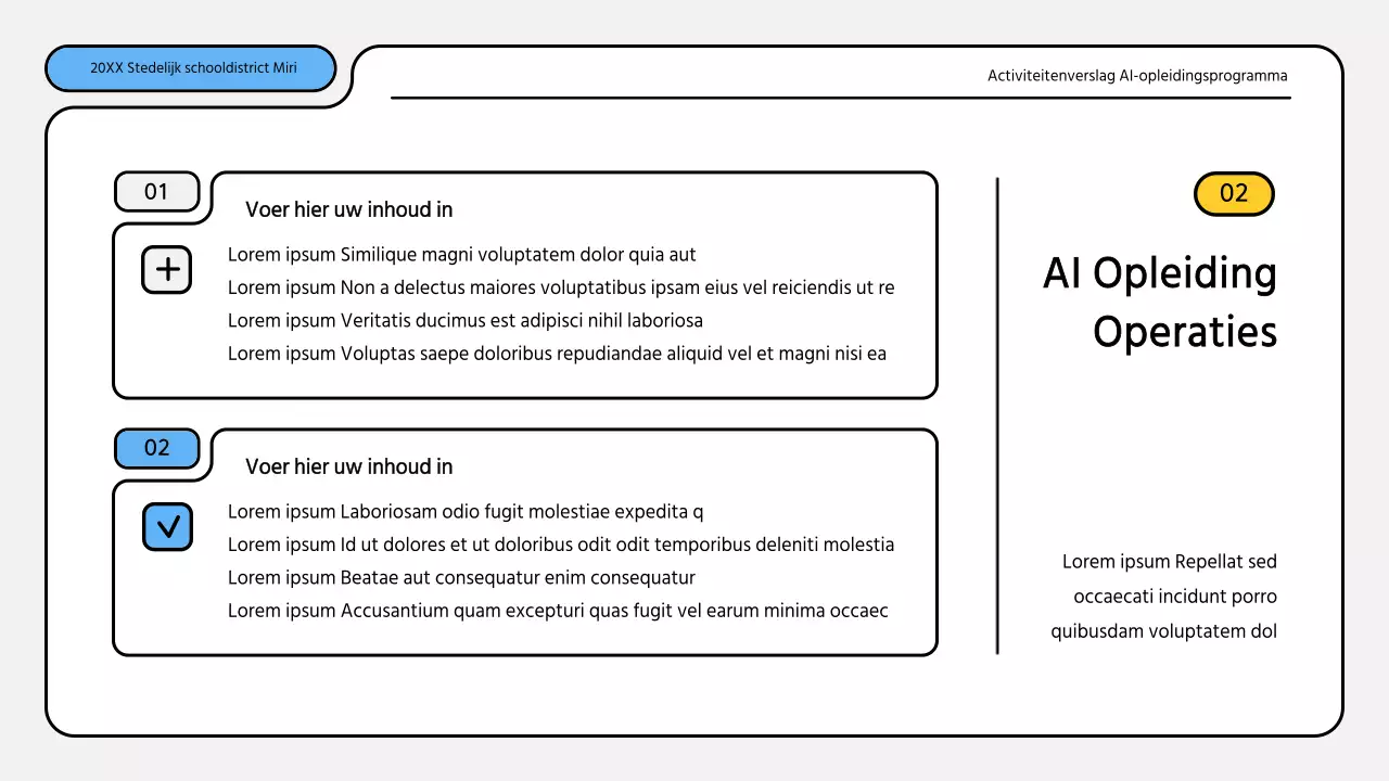 Nette blauw met gele trainingsrapporten presentatie kit