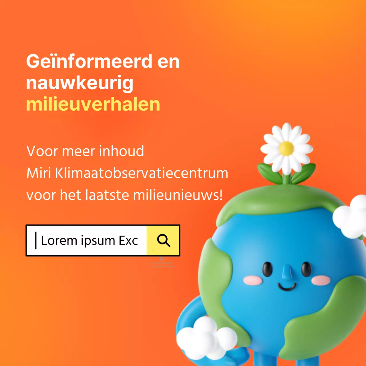 Verhaal over klimaatverandering met oranje en gele gradiëntachtergrond en 3D-illustraties
