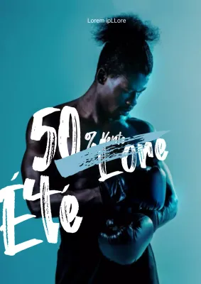 Prospectus des soldes d'été du fitness avec accentuation du texte en bleu