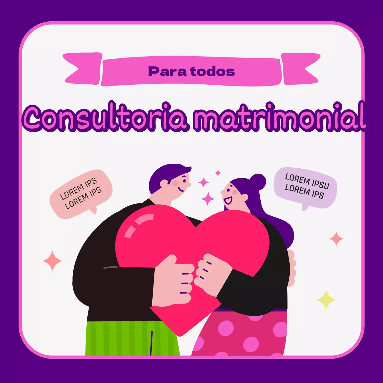 Promover uma adorável consultoria de aconselhamento de casais cor-de-rosa e roxo