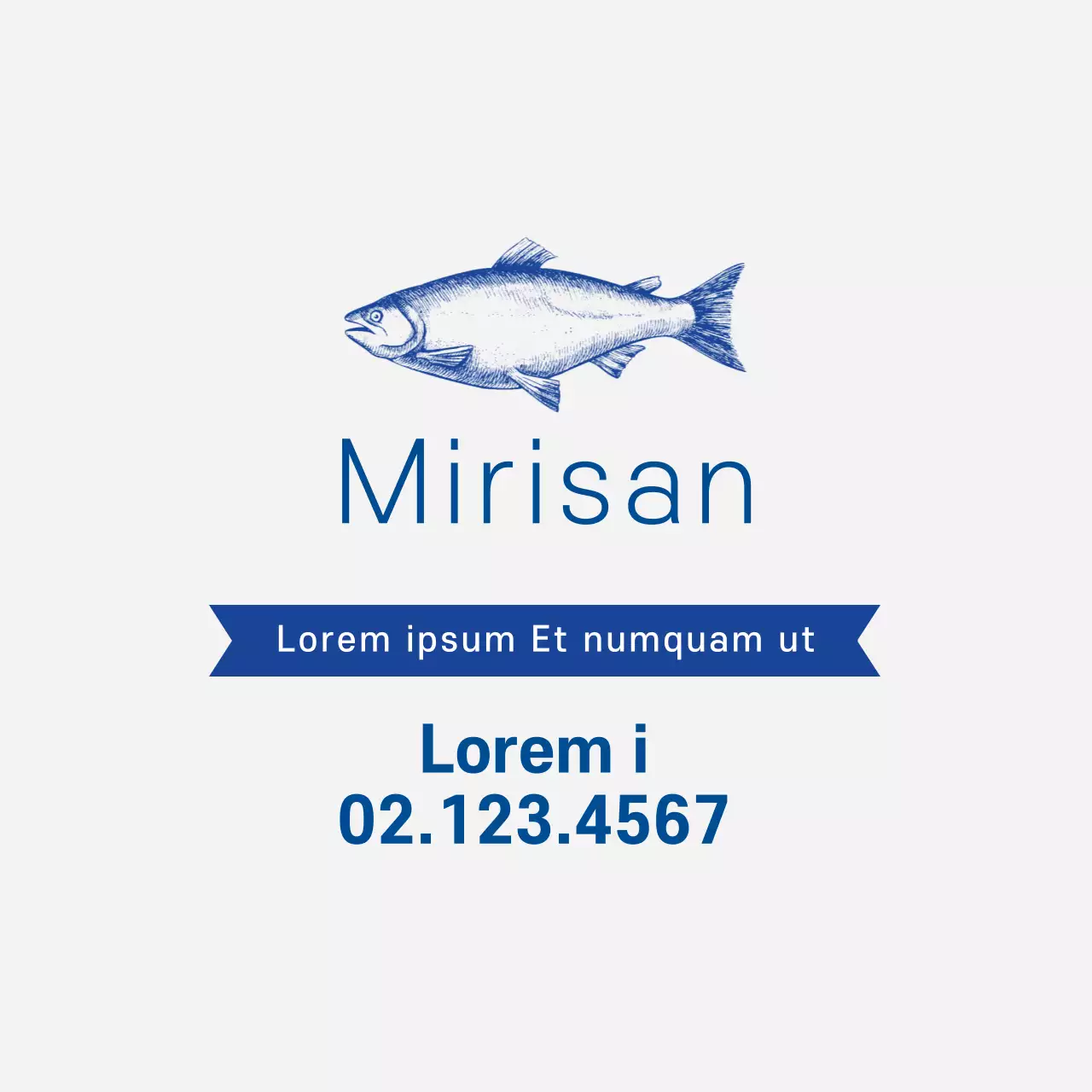 Ilustrasi biru toko ikan seafood yang rapi