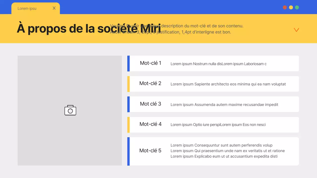 Un simple papier à en-tête bleu et jaune