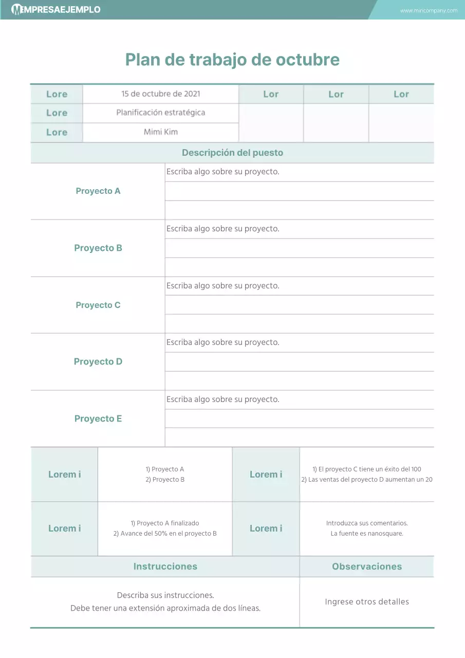Plan de empresa color menta