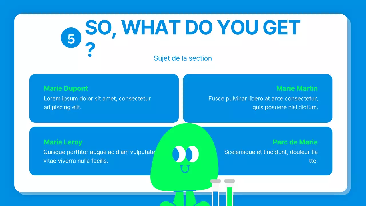 Rapport d'expérience scientifique d'un mignon personnage en bleu et vert lime